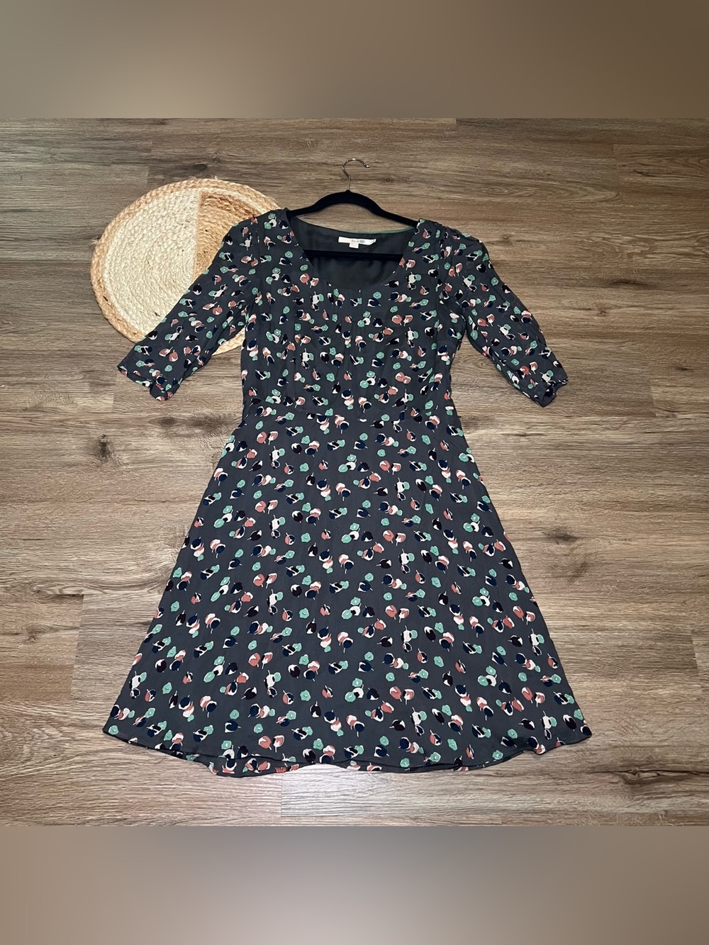BODEN Floral Print 3/4 Sleeve Dress